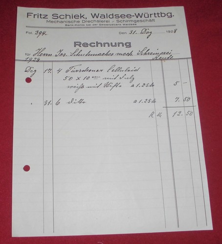 Rechnung alt antik fritz - antik,